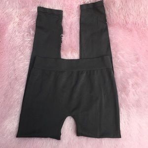 MFMTLA gray leggings w/ ribbed waist NWOT L/XL